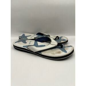 Clarks Tahiti Starfish White And Blue Flip Flops Mens Size 10